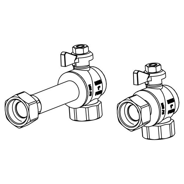 РЕХАУ 13152241001 RAUTHERM S Комплект двух угловых никелирован. шаровых кранов G1" для коллекторов HKV/HLV, никелированная латунь