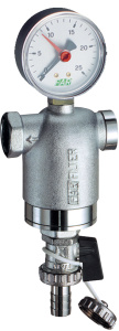 FAR FA 3948 12100  Фильтр 1/2", ВР-ВР, 100 мкм, с манометром, Tmax: 95 °С, 25 бар