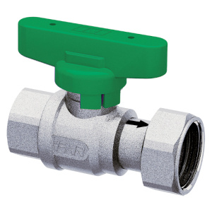 Кран шаровой хром. с обрат.клапаном, 1/2'ВР-3/4"накид.гайка (бабочка, зелен.)