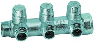 Коллектор запорный 3/4", ВР-НР, 3 отвода М24х19, (аналог FK 3878 C3403) FAR