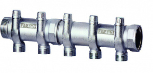 FAR FK 3920 11204 MultiFAR Коллектор запорный 1 1/2"(ВР-НР) с 4 отв. М33х1,5 для труб 20-26