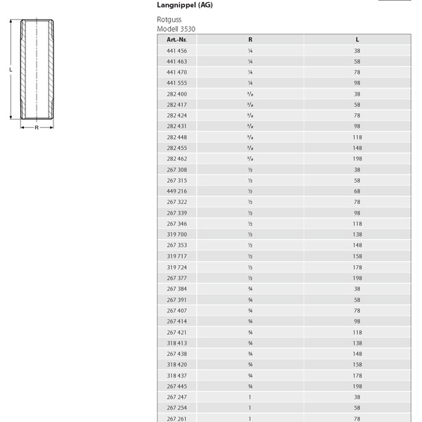 VIEGA 267308 Фитинг резьбовой ниппель удлинённый, 40 мм, 1/2" x 1/2" наружная/наружная, бронза
