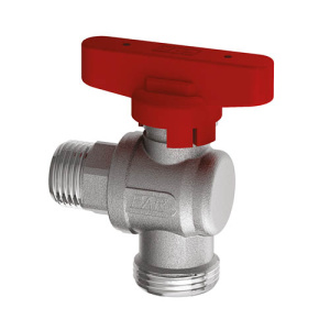 Кран шаровой хром. 3/4"НР-1/2"НР (бабочка, красн.) углов.