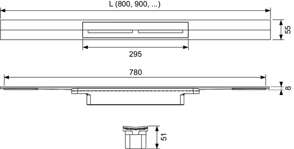 TECE 670800 TECEdrainprofile Профиль для душа, 80 см, сатин, без сифона