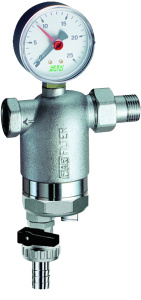 FAR FA 39F6 12100  Фильтр 1/2", ВР-НР, 100 мкм, с магнитной вставкой, с манометром, Tmax: 95 °С, 25 бар