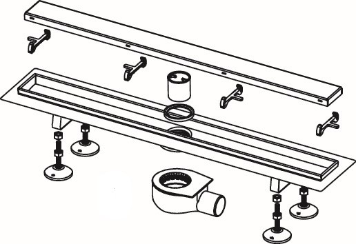 TECE 15103069 TECElinus Комплект для монтажа дренажного канала 2 в 1 - с основой для плитки "tile"/панелью "steel" , длина 600 мм