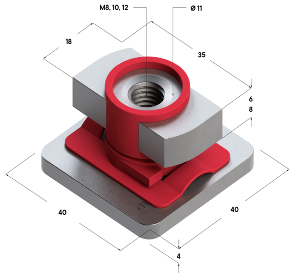 TERMOCLIP 09365001 Гайка быстрого монтажа 41 8F  20x20x50, 6 мм