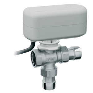 Кран шаровой 3-х ход., 4,8 куб.м/ч,  3/4" ВР-американки, с приводом арт.3071 (40сек, 24В)