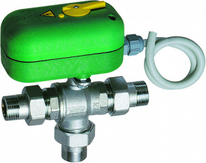 Кран шаровой 3-х ход., с сервоприводом, 1 1/4", НР-НР, зонный, 220 В, с ручной деблокировкой FAR