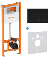KK-POL 350/ZPW/425-100-S0 Standard Комплект для монтажа инсталляции, с клавишей M16, цвет чёрный матовый, с прокладкой звукоизолирующей
