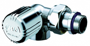 Вентиль термостатический трехосевой левосторонний для стальных труб 1/2"ВР (сереб.)