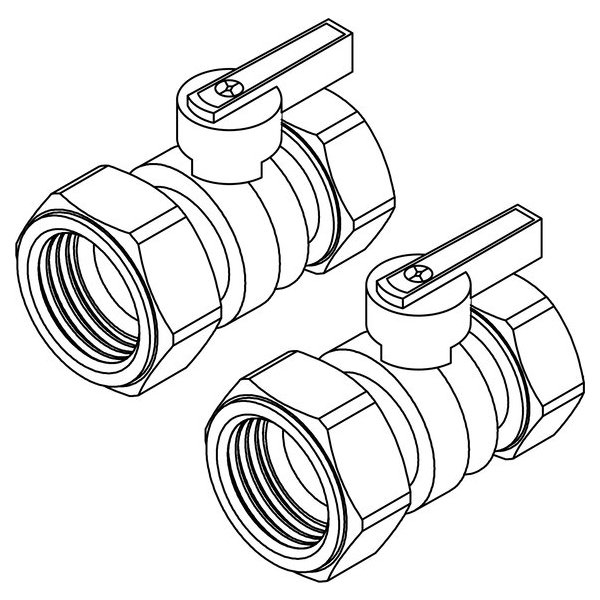 РЕХАУ 12081221001 RAUTHERM S Комплект двух прямых никелирован. шаровых кранов G1" для коллекторов HKV/HLV, никелированная латунь