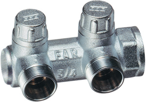 FAR FK 3876 C34 MultiFAR Коллектор запорный 3/4" с 2 отводами М24х19, концевой