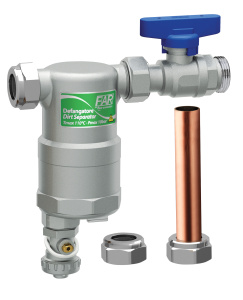 Сепаратор шлама (дешламатор) COMPACTFAR 3/4", с магнитом, в комплекте: медные трубки Ду=18 мм, L=100 мм - 2 шт; гайки Ду18 мм - 2 шт FAR