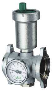 FAR FK 3443 1  Хромузел фланцев1" с автвоздухоотв., термометром (0-80) и заглушкой