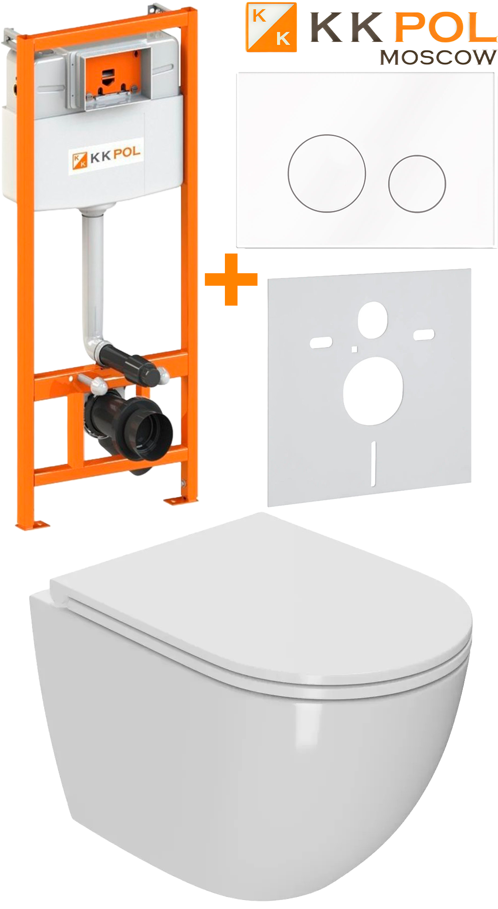 TCP CONNECT 2311100 Комплект инсталляции KK-POL панель смыва M11 цвет белый глянец, крепление и шумоизоляция, с подвесным унитазом FLOW50 (TORNADO 3.0), сиденье с крышкой Soft close