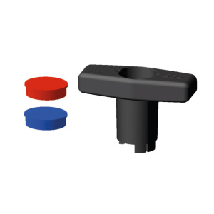 Ручка высокая для шарового крана с крас./син.вставками