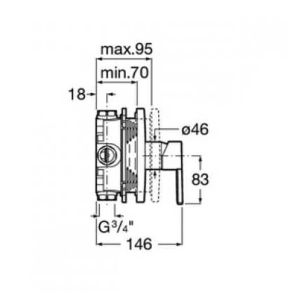 ROCA 5A2B96C00  NAIA Смеситель для душа скрытого монтажа (для установки с RocaBox), хром глянцевый