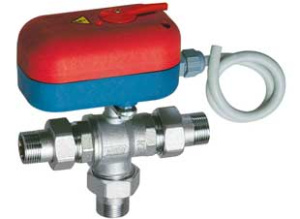 Кран шаровой 3-х ход., 1' 1/4  с сервоприводом  код 3011 (24В,180 сек.)