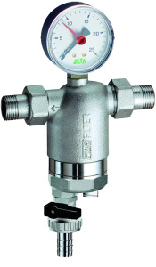 FAR FA 39F4 12100  Фильтр 1/2", НР-НР, 100 мкм, с магнитной вставкой, с манометром, Tmax: 95 °С, 25 бар