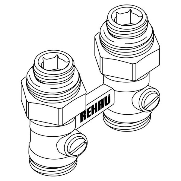 РЕХАУ 12407271001 RAUTITAN Пара шаровых кранов с соед. нип. G 1/2xG 3/4, прямой (никелирован.) ,