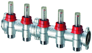 FAR FK 3980 13402 MultiFAR Коллектор запорный 1", с расходомерами, 2 отвода 3/4"EU