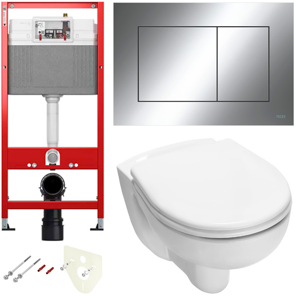 TECE 9400412.WC1 TECbase Полный комплект 5 в 1 для установки подвесного унитаз с крышкой/сиденьема, панель хром глянцевый, унитаз с крышкой/сиденьем V04