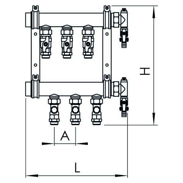 РЕХАУ 12466091001 RAUTHERM S Распределительный коллектор IVK на 2 контура, латунь