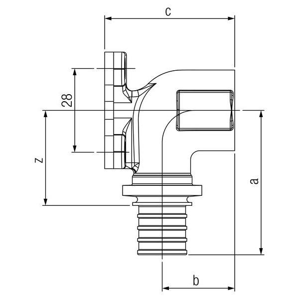 РЕХАУ 14563691001 RAUTITAN RX+ Угольник настенный с квадратными фланцами 20-Rp1/2, бронза