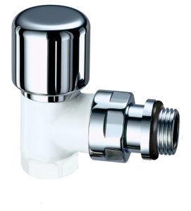 Вентиль термостатический угловой TopFAR, 1/2” ВР, сереб/бел.эмаль, EPDM