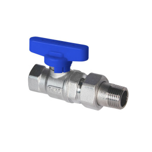 Кран шаровой хром. 1" ВР-американка,(бабочка, син.)