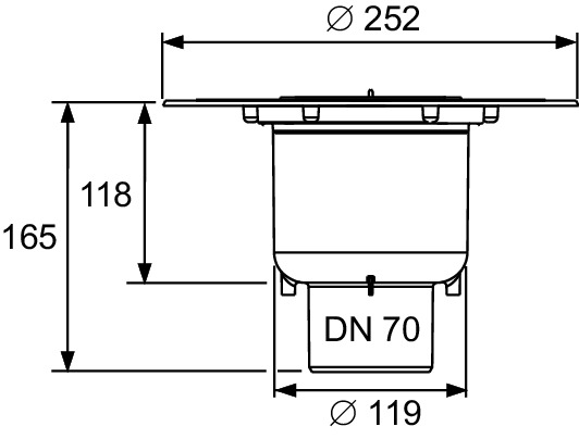 TECE 3603600 TECEdrainpoint S Сифон DN 70, вертикальный с универсальным фланцем Seal System