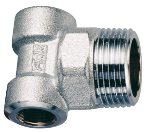 Тройник концевой для коллекторов, 1"х1/2"х3/8", НР-ВР-ВР, хромированный FAR