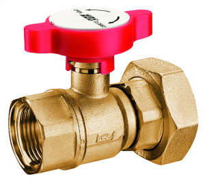 Кран шаровой 1"х1 1/2", латунный, с накидн. гайкой, синяя ручка