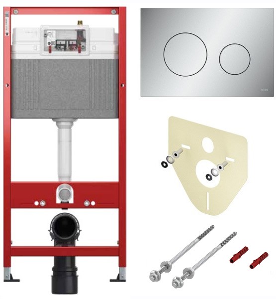 TECE K447922 TECEbase BASE 2.0 Комплект инсталляции 4 в 1 с панелью смыва ТЕСЕloop 2.0, цвет хром матовый, для установки подвесного унитаза