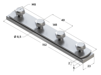 TERMOCLIP 09114001 Соединитель продольный 28 6F4 M8 23x15x152, 2,0 / 6,0 мм