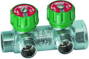 Коллектор регулирующий 3/4", 2 отвода М24х19 FAR