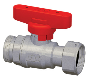 Кран шаровой хромир. 3/4' НР-накидн.гайка, (бабочка, красн.)