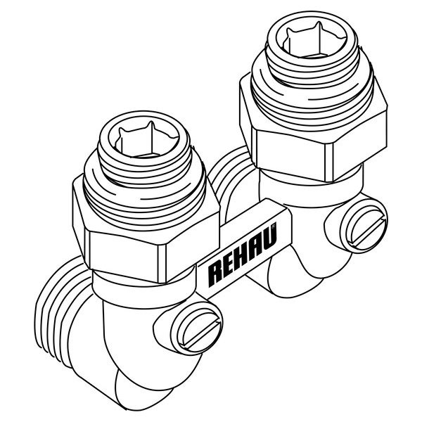 РЕХАУ 12407371001 RAUTITAN Пара шаровых кранов с соед. нип. G 1/2xG 3/4, угловой (никелирован.) ,