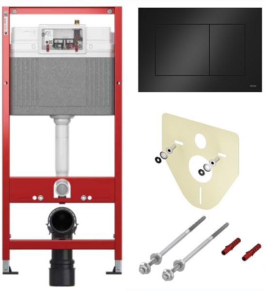 TECE K447403 TECEbase BASE 2.0 Комплект инсталляции 4 в 1 с панелью смыва ТЕСЕnow, цвет черный глянцевый, для установки подвесного унитаза
