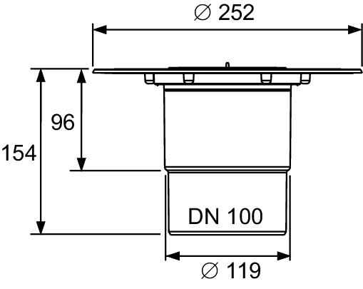 TECE 3607600 TECEdrainpoint S Сифон DN 100, вертикальный с универсальным фланцем Seal System