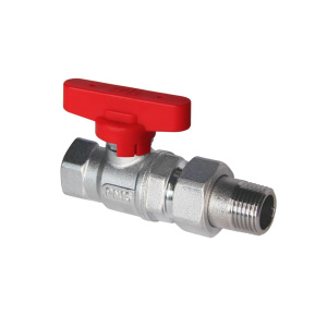 Кран шаровой хром. 1" ВР-американка,(бабочка, красн.)