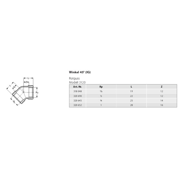 VIEGA 650728 Фитинг резьбовой отвод  45°, 2 x 2 внутренняя/внутренняя, бронза