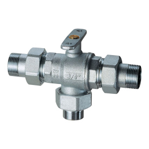 Кран шаровой 3-х ход., 3/4" НР-М24х19-НР