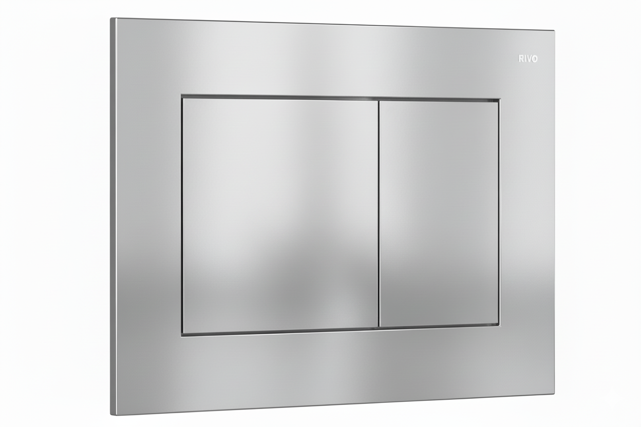 RIVO 302001 Touch Line Пластиковая панель смыва унитаза для системы двойного смыва, хром матовый